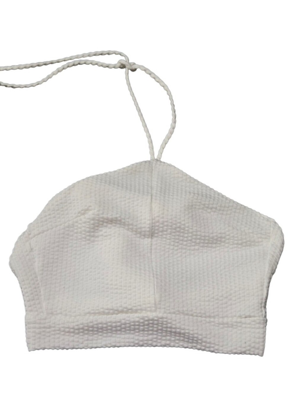 Lulus White Textured Halter Tie Back Crop Top XS